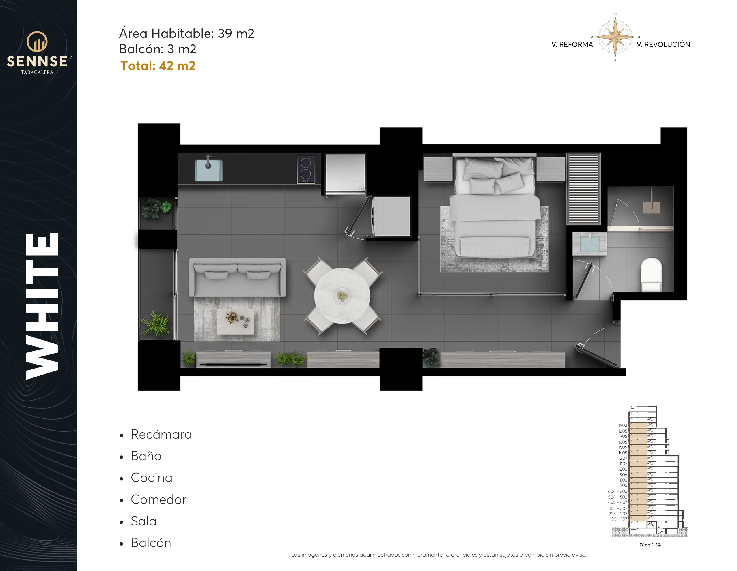 Tipología de departamento. Plano arquitectónico