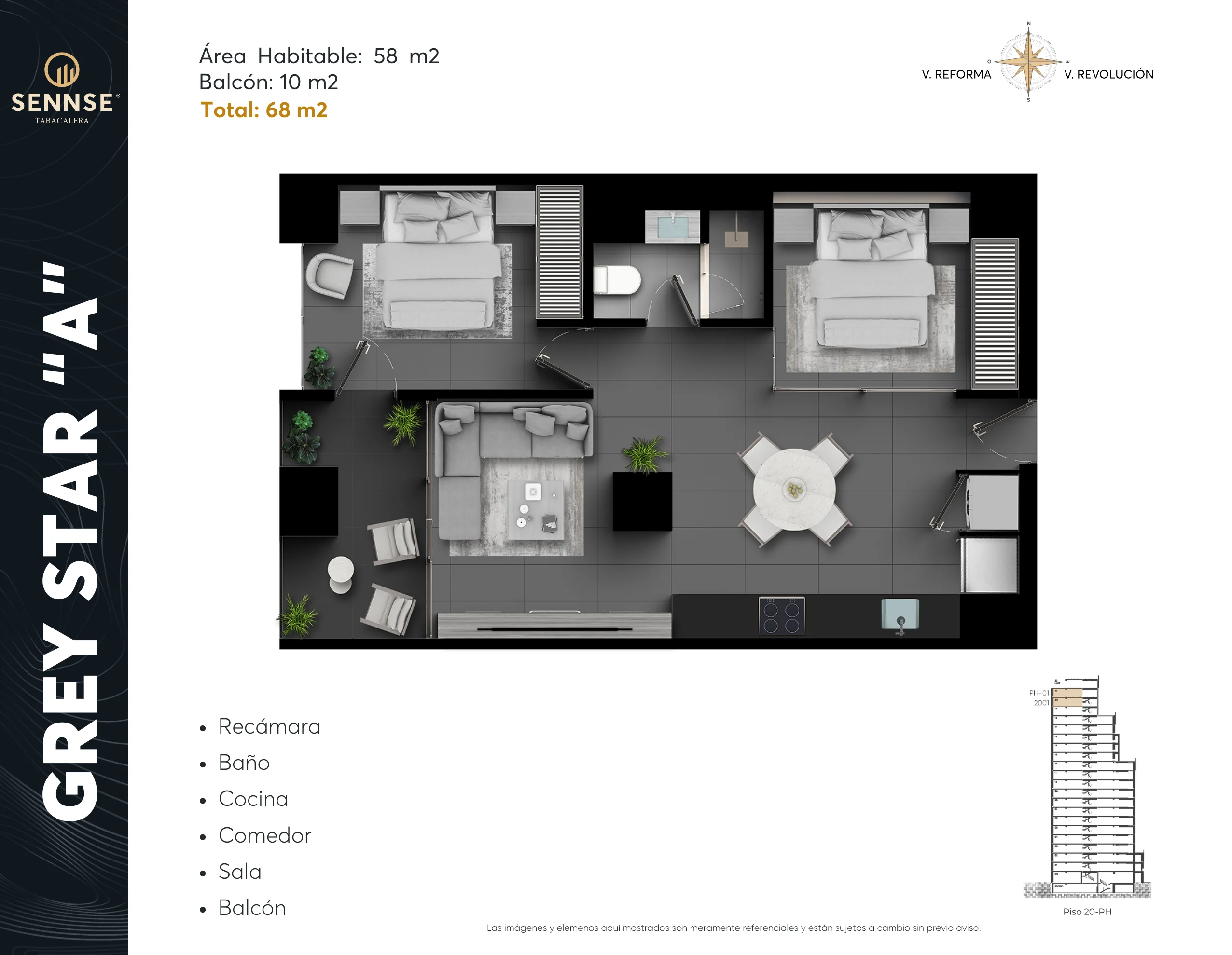 Tipología de departamento. Plano arquitectónico