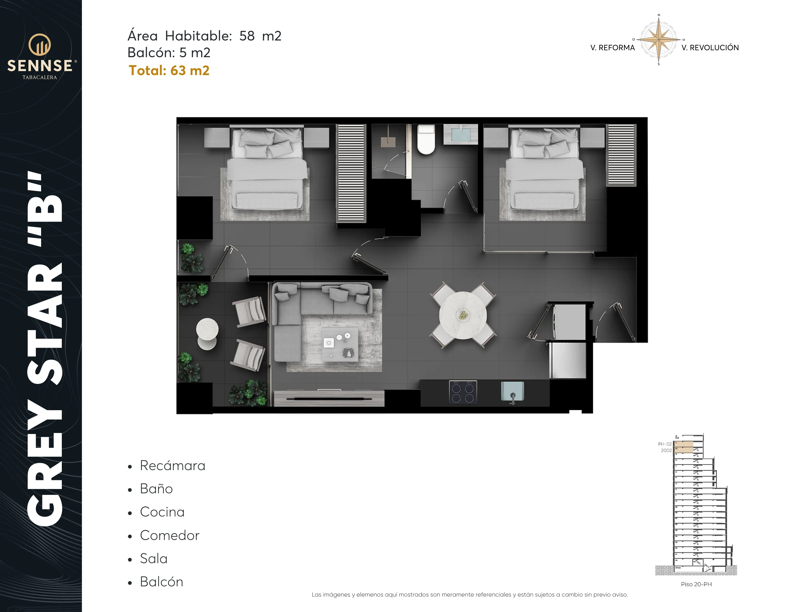 Tipología de departamento. Plano arquitectónico