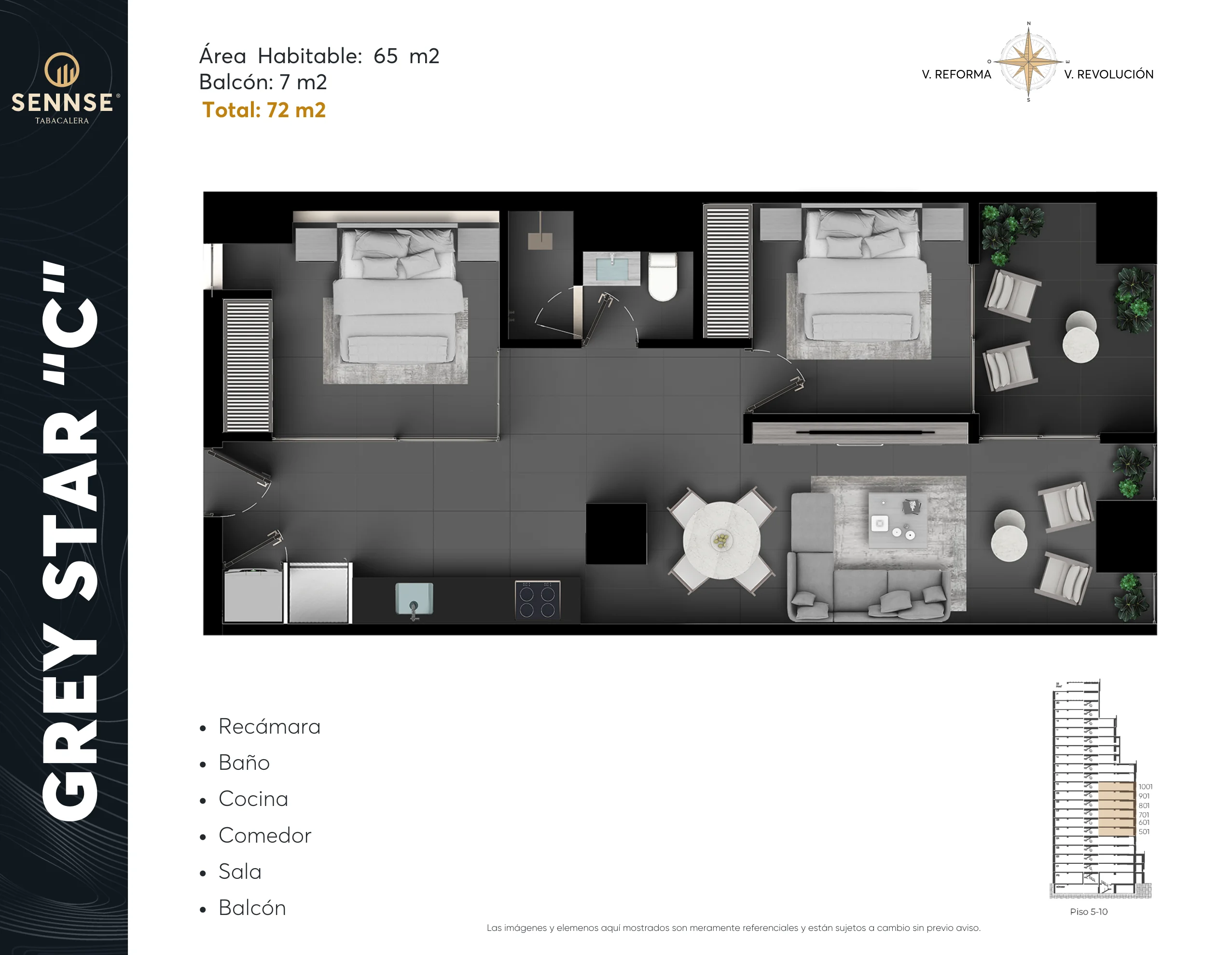 Tipología de departamento. Plano arquitectónico