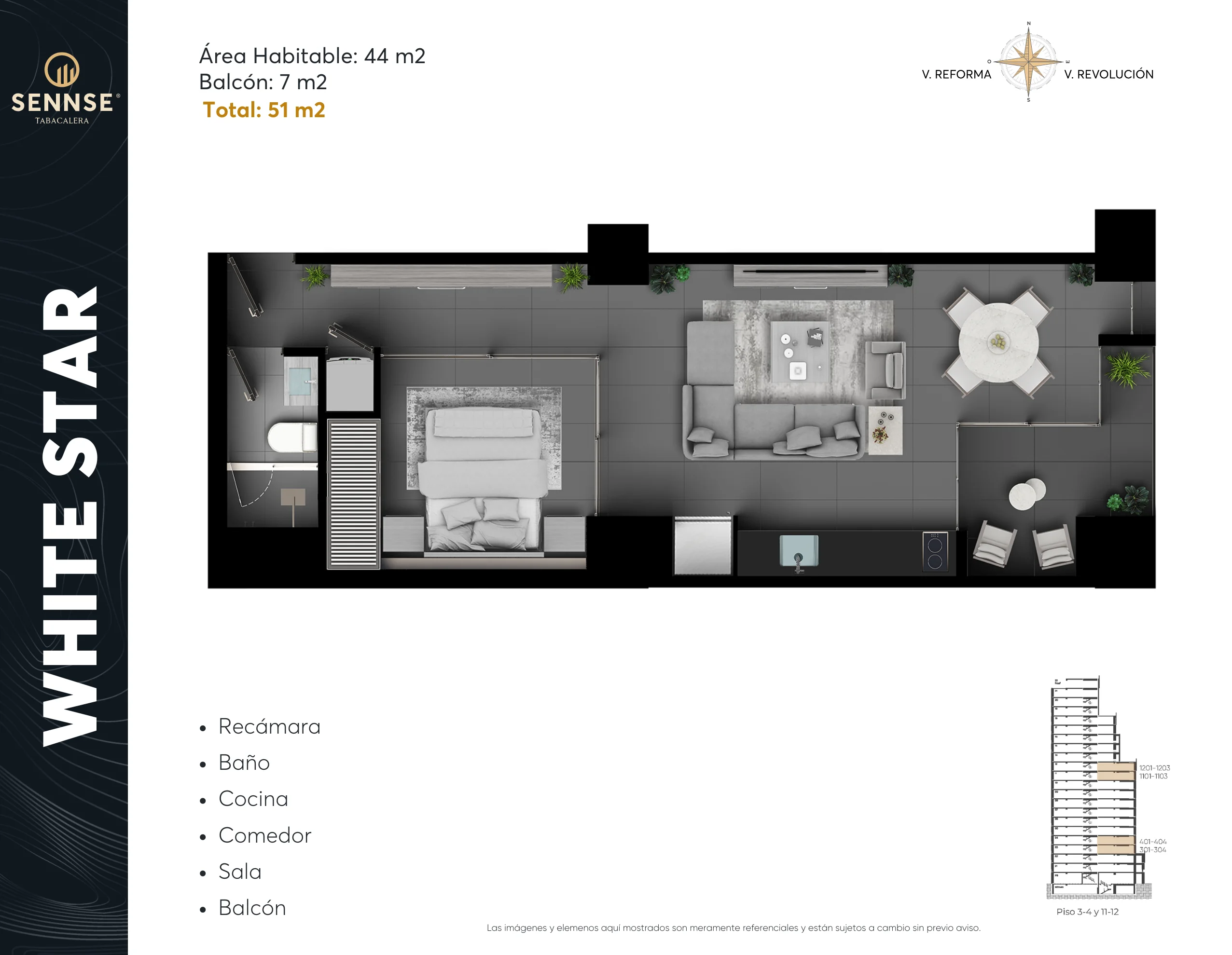 Tipología de departamento. Plano arquitectónico