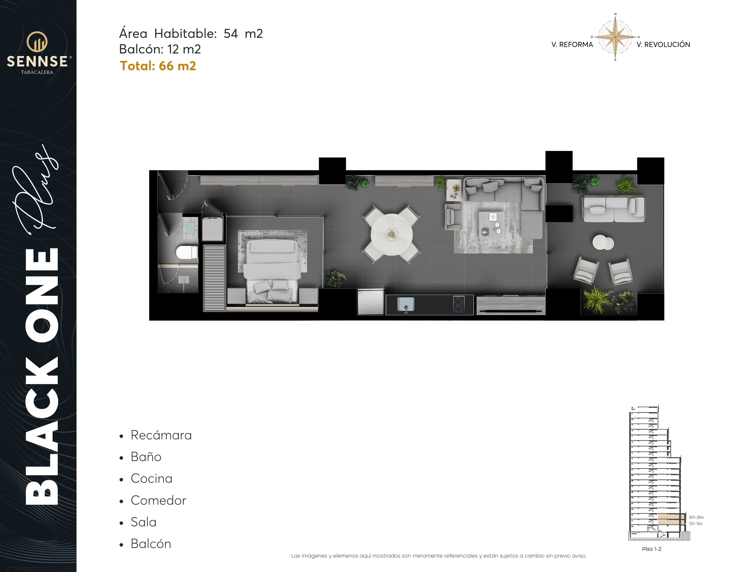 Tipología de departamento. Plano arquitectónico