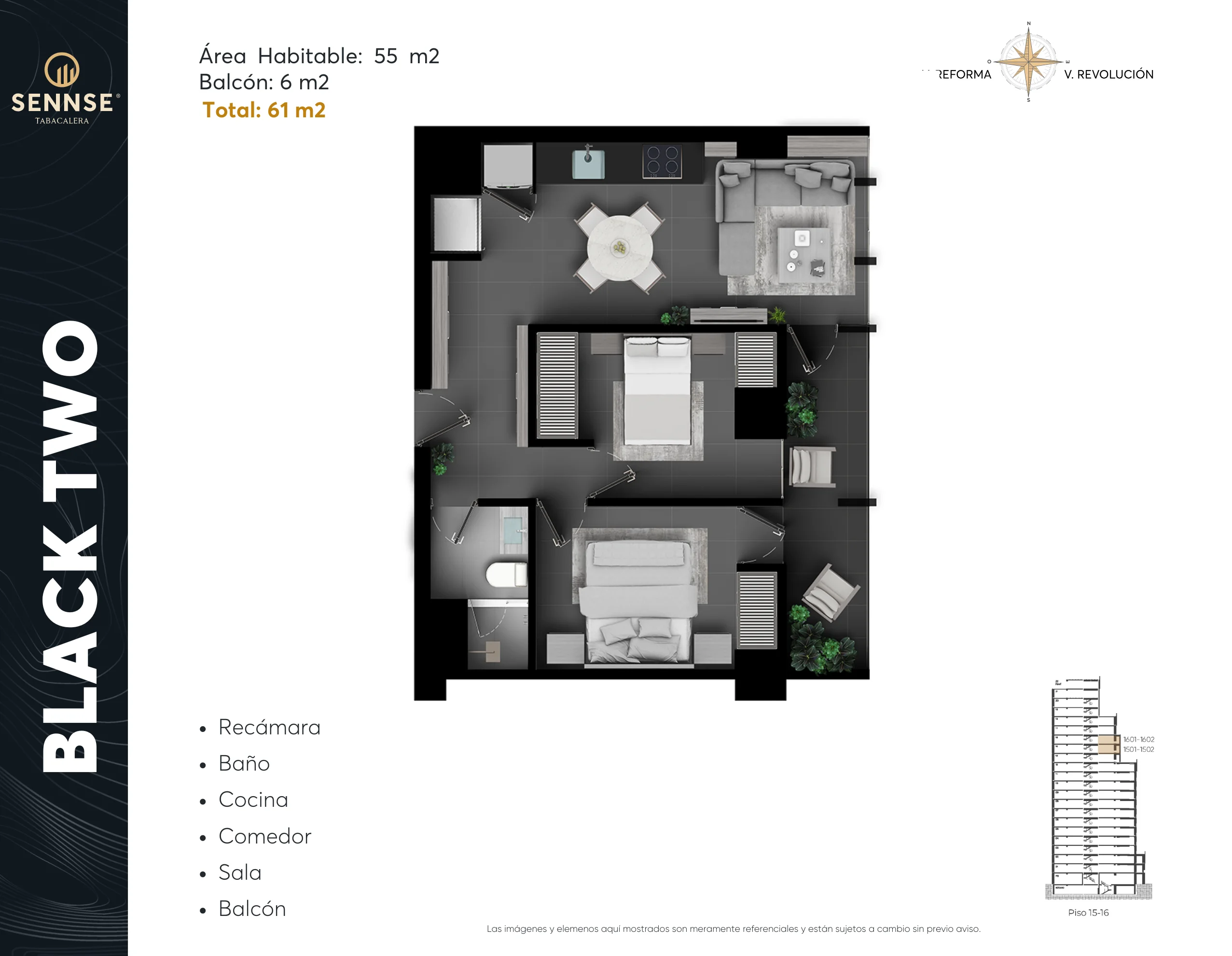 Tipología de departamento. Plano arquitectónico