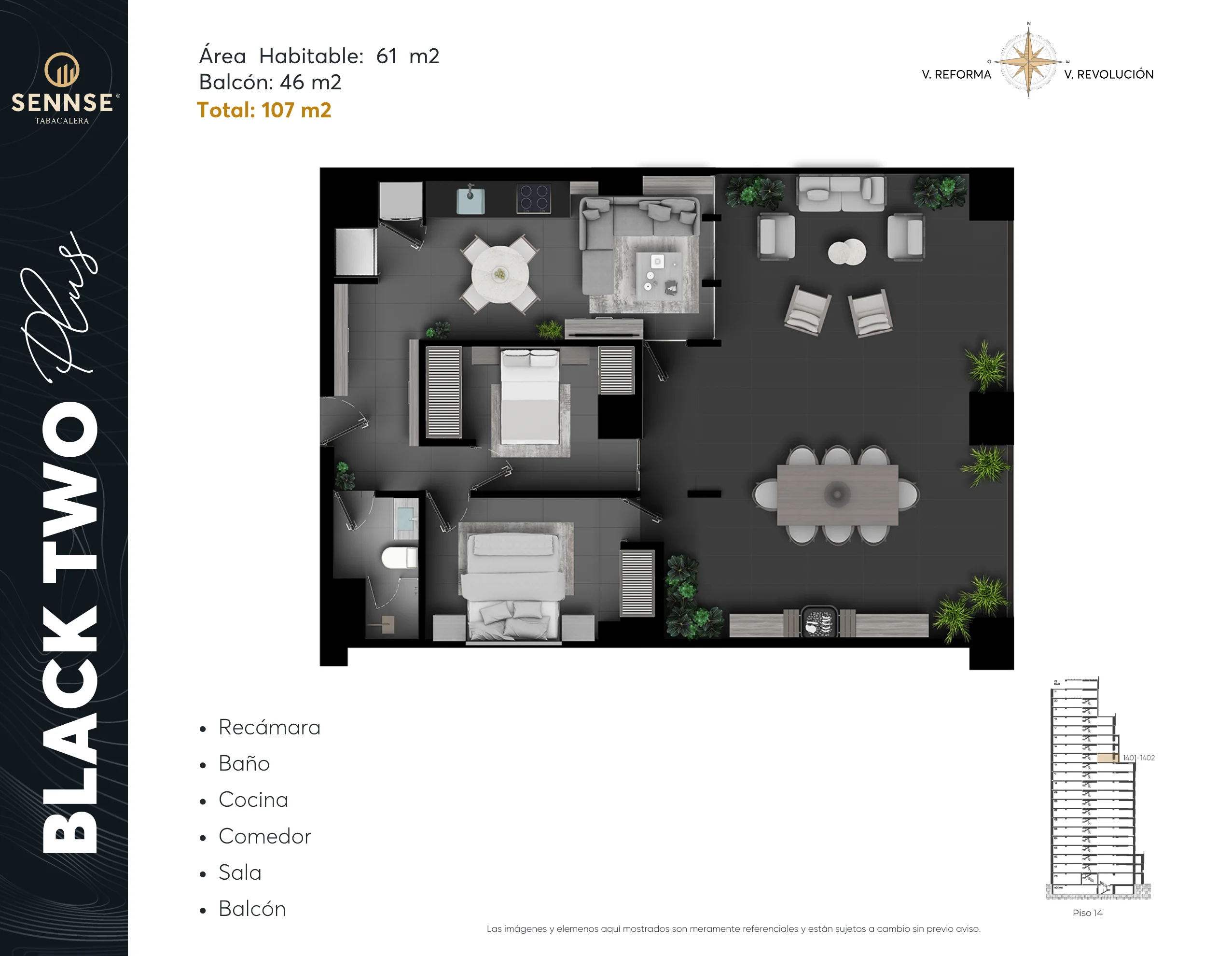 Tipología de departamento. Plano arquitectónico